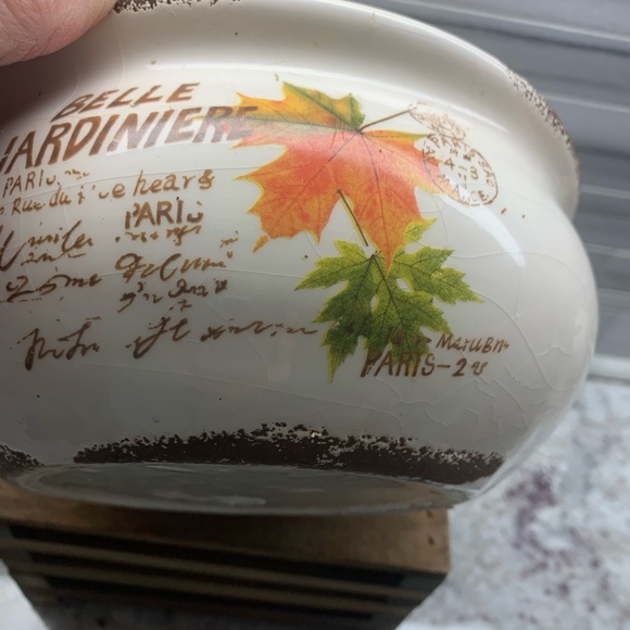 Rustic Belle Jardiniere White Ceramic Bowl by AAA Imports - Picture 5 of 6